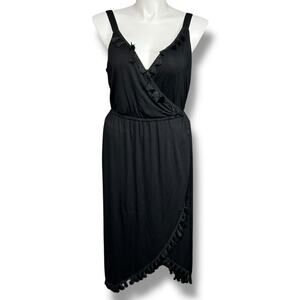 Spenser Jeremy Womens Midi Faux Wrap Sundress Tasseled Sleeveless Tulip Hem 2X